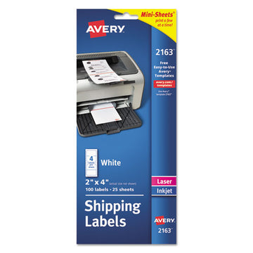Avery® Mini-sheets Mailing Labels, Inkjet-laser Printers, 1 X 2.63, White, 8-sheet, 25 Sheets-pack freeshipping - TVN Wholesale